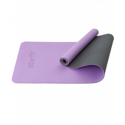Коврик для йоги и фитнеса FM-201, TPE, 183x61x0,6 см, фиолетовый пастель/серый, ЦБ-00001565