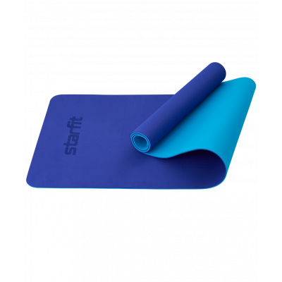 Коврик для йоги и фитнеса FM-201, TPE, 183x61x0,6 см, синий/темно-синий, ЦБ-00001595