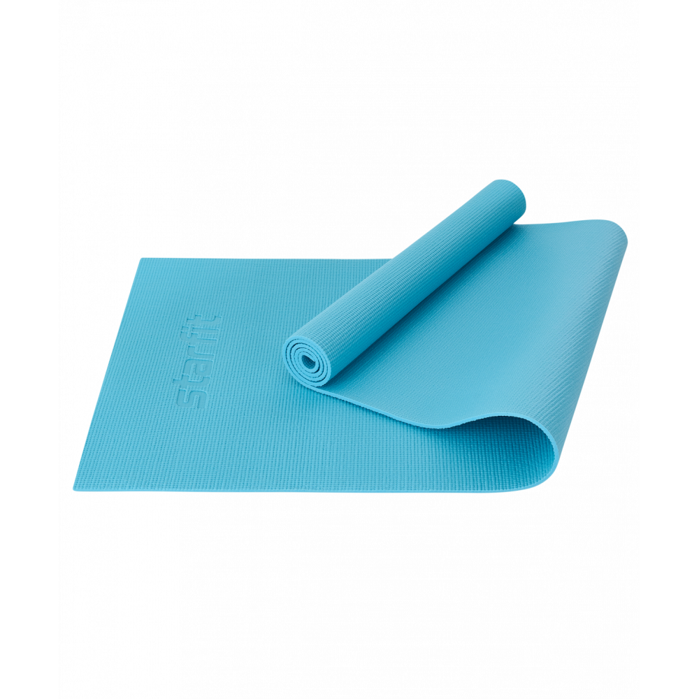 Коврик для йоги и фитнеса FM-101, PVC, 183x61x0,6 см, синий пастель, ЦБ-00001688