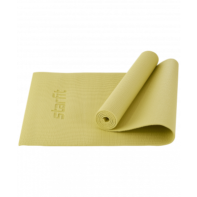 Коврик для йоги и фитнеса FM-101, PVC, 173x61x0,6 см, желтый пастель, УТ-00018904