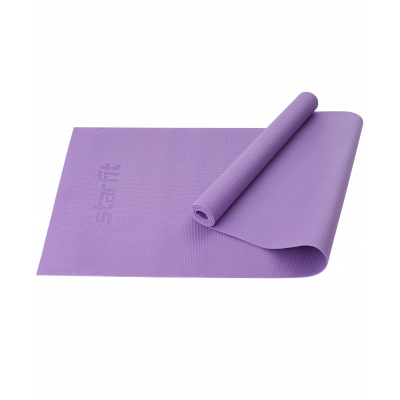 Коврик для йоги и фитнеса FM-101, PVC, 183x61x0,3 см, фиолетовый пастель, ЦБ-00001587