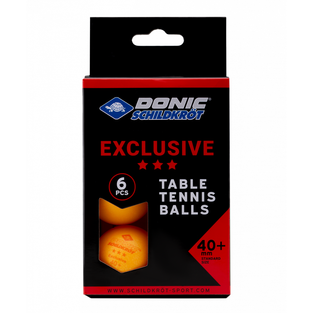 Мяч для настольного тенниса 3* Exclusive, оранжевый, 6 шт., ЦБ-00003358