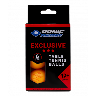 Мяч для настольного тенниса 3* Exclusive, оранжевый, 6 шт., ЦБ-00003358