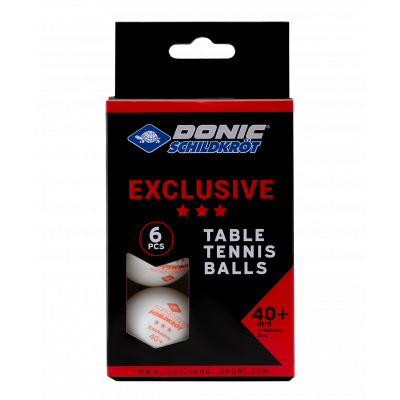 Мяч для настольного тенниса 3* Exclusive, белый, 6 шт., ЦБ-00003357