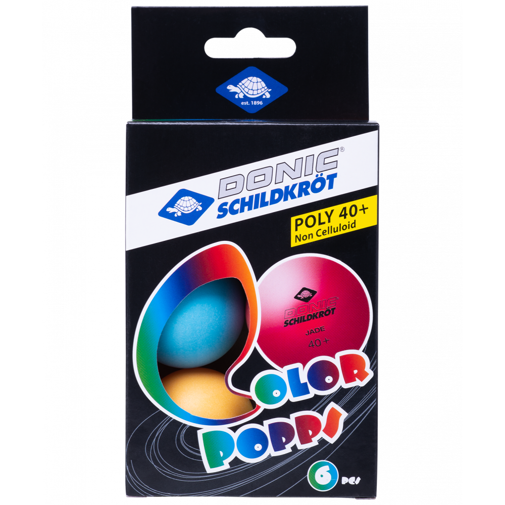Мяч для настольного тенниса Colour Popps Poly, 6 шт., УТ-00018113