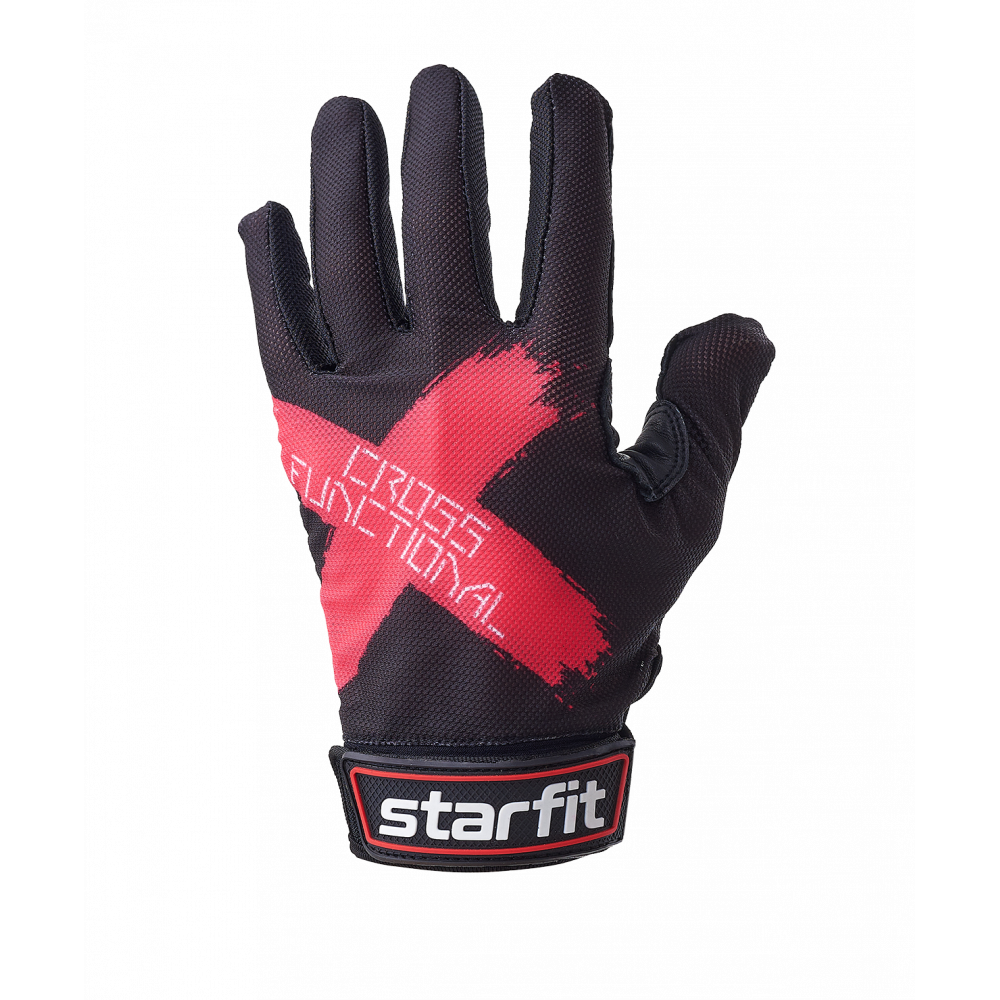 Перчатки для фитнеса WG-104, с пальцами, черный/красный, УТ-00020815
