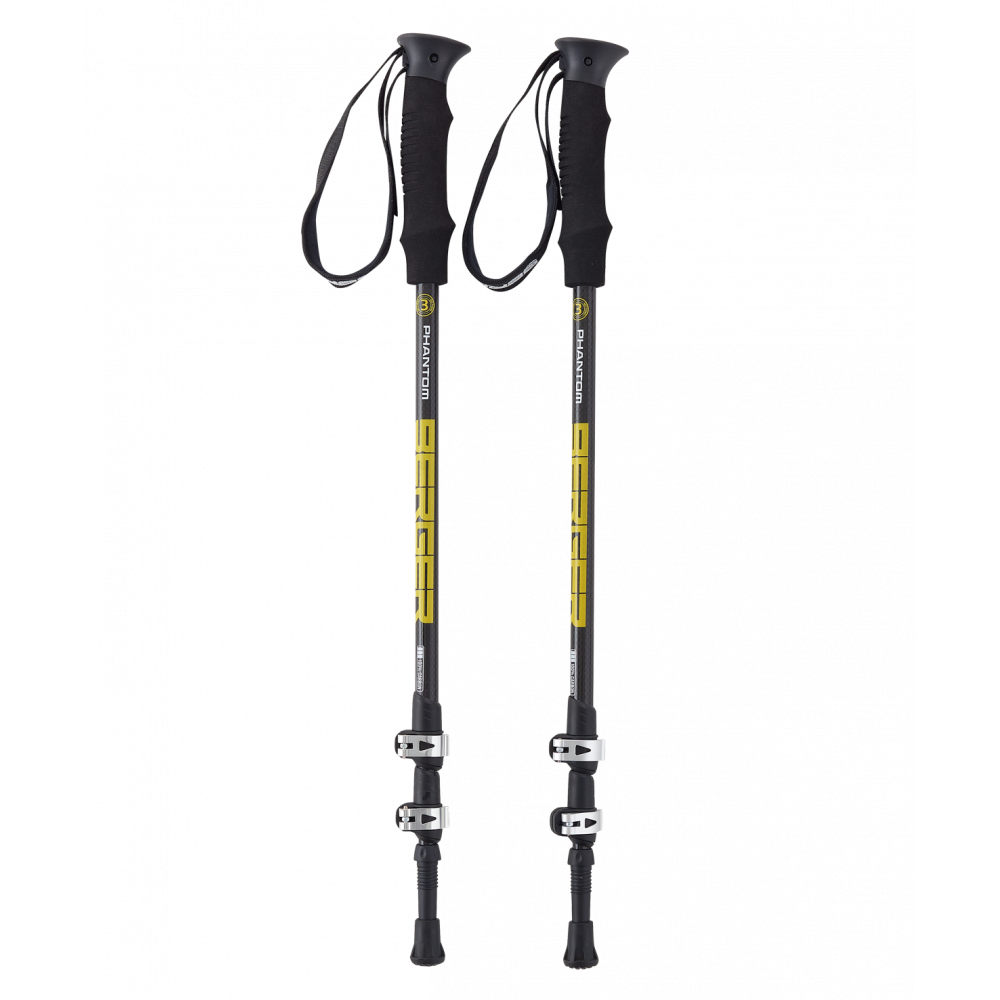 Скандинавские палки Phantom, 67-135 см, 3-секционные, карбон/серый/желтый, для треккинга, УТ-00019915