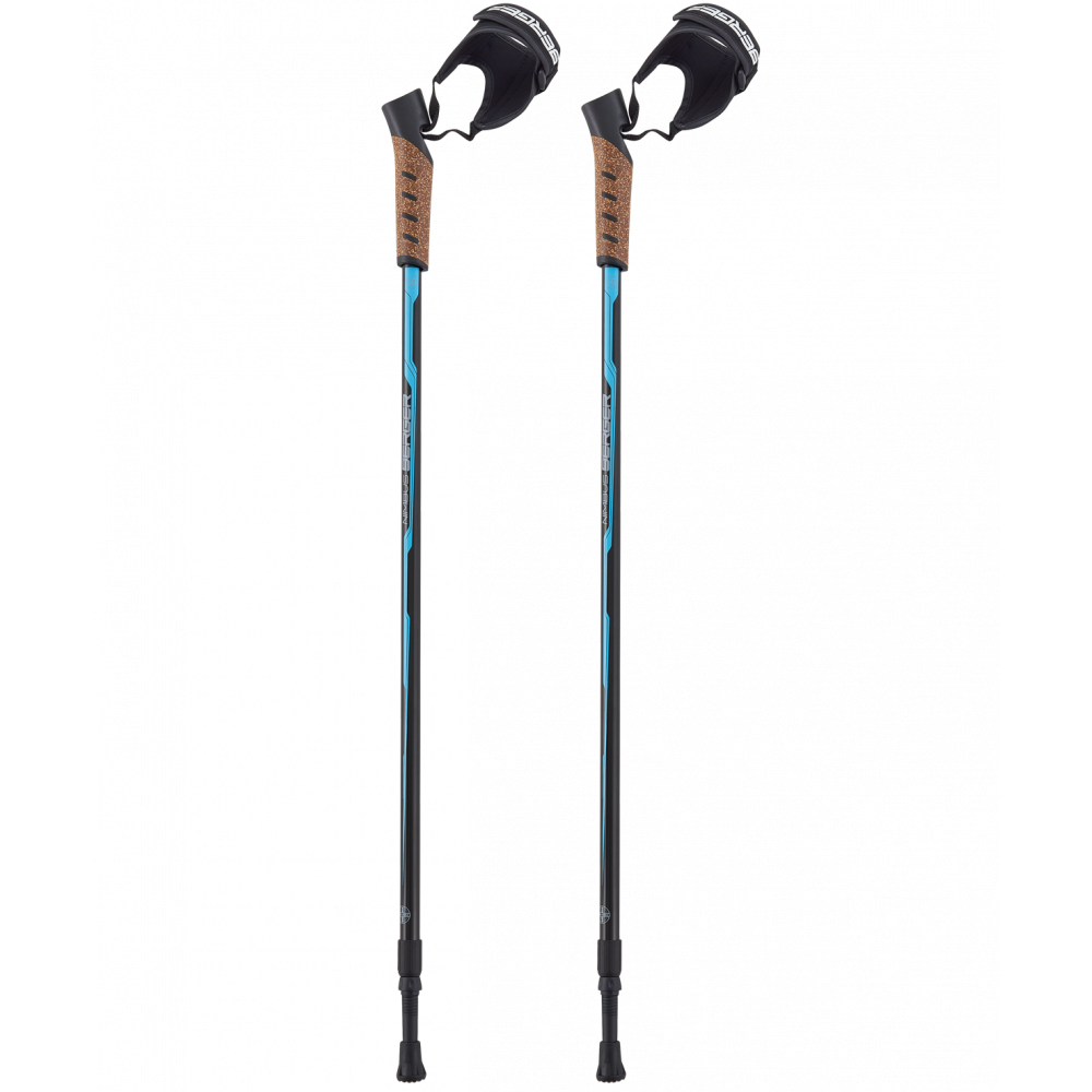 Скандинавские палки Nimbus, 77-135 см, 2-секционные, черный/голубой, УТ-00019911