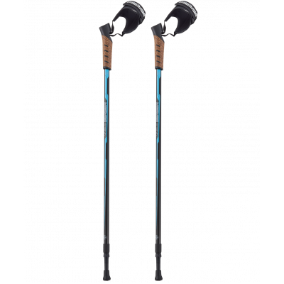 Скандинавские палки Nimbus, 77-135 см, 2-секционные, черный/голубой, УТ-00019911