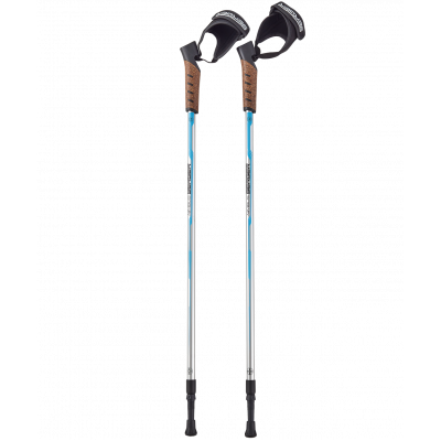 Скандинавские палки Nimbus, 77-135 см, 2-секционные, серебристый/голубой, УТ-00019910