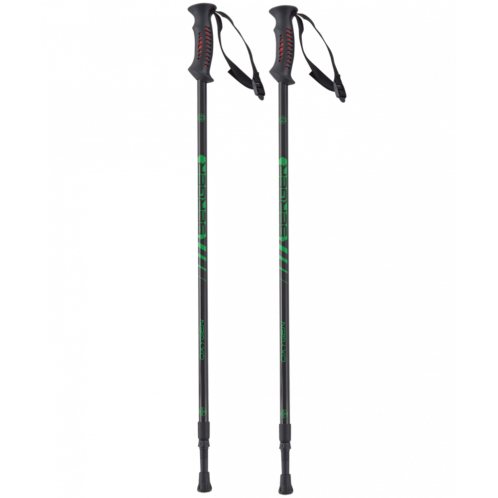 Скандинавские палки Oxygen, 77-135 см, 2-секционные, черный/зеленый, УТ-00019907
