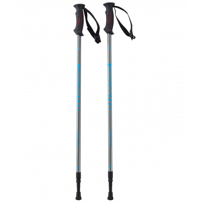 Скандинавские палки Oxygen, 77-135 см, 2-секционные, серебристый/голубой, УТ-00019906